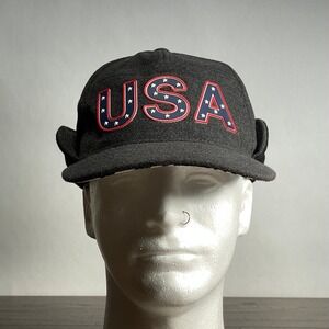 VOLCOM USA‎ Snowboard Team Ear Flap Hat S-M Charcoal Winter Performance Cap Flag
